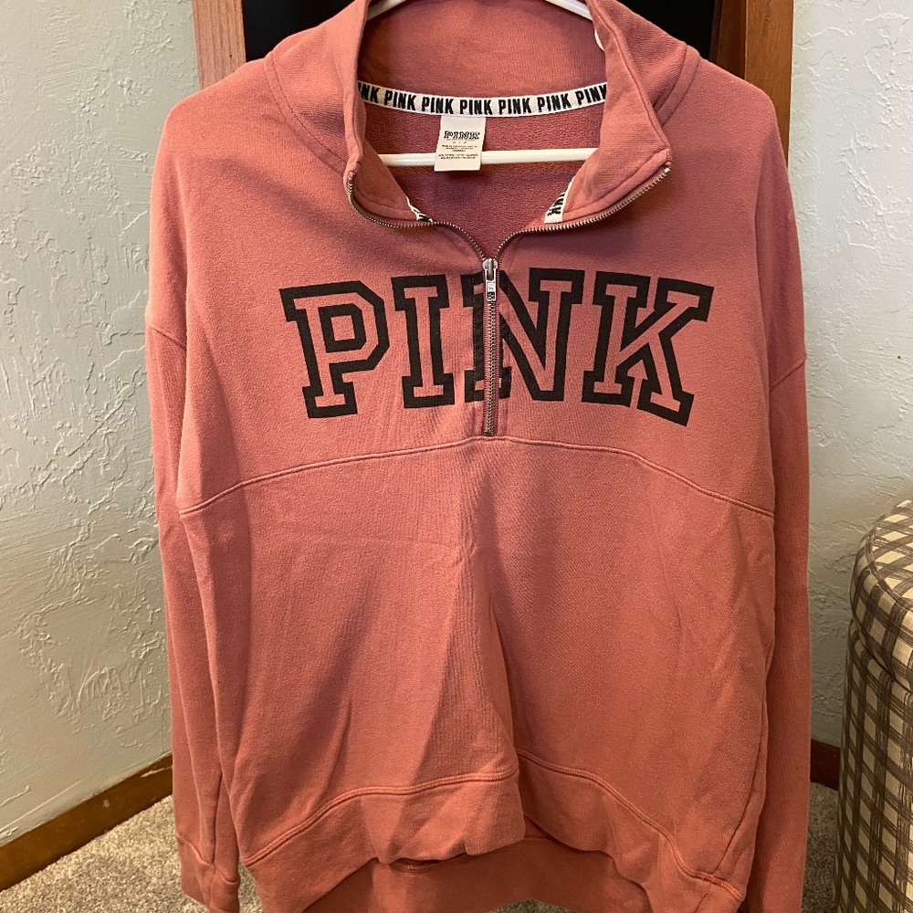 PINK Victoria’s Secret 1/4 Zip High-Low Pullover in Mauve